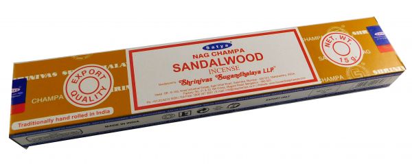 Räucherstäbchen Sandalwood von Satya 15g Packung. Ca. 15 Incence Sticks