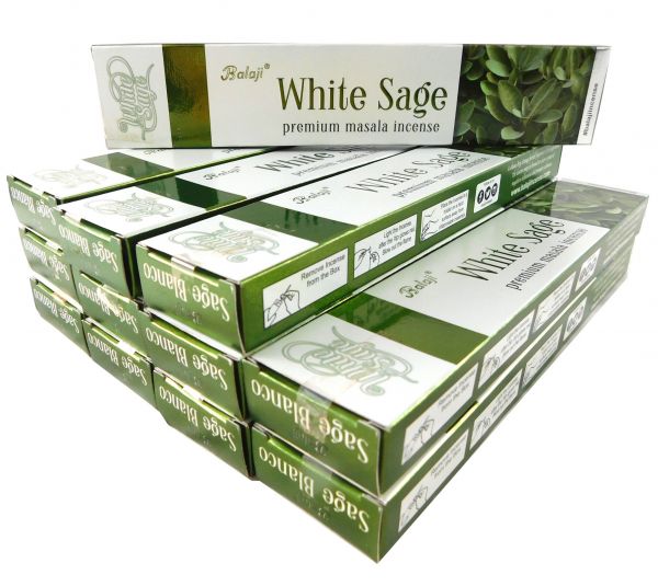 Räucherstäbchen Balaji White Sage Big Pack 12 Packungen a 15g. Ca. 180 Incence Sticks