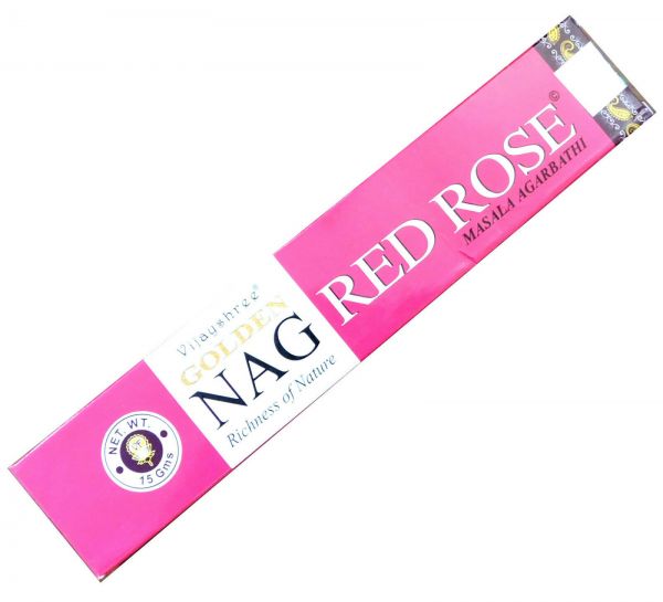 Räucherstäbchen Golden Nag Red Rose von Vijayshree 15g Packung. Ca. 15 Incence Sticks