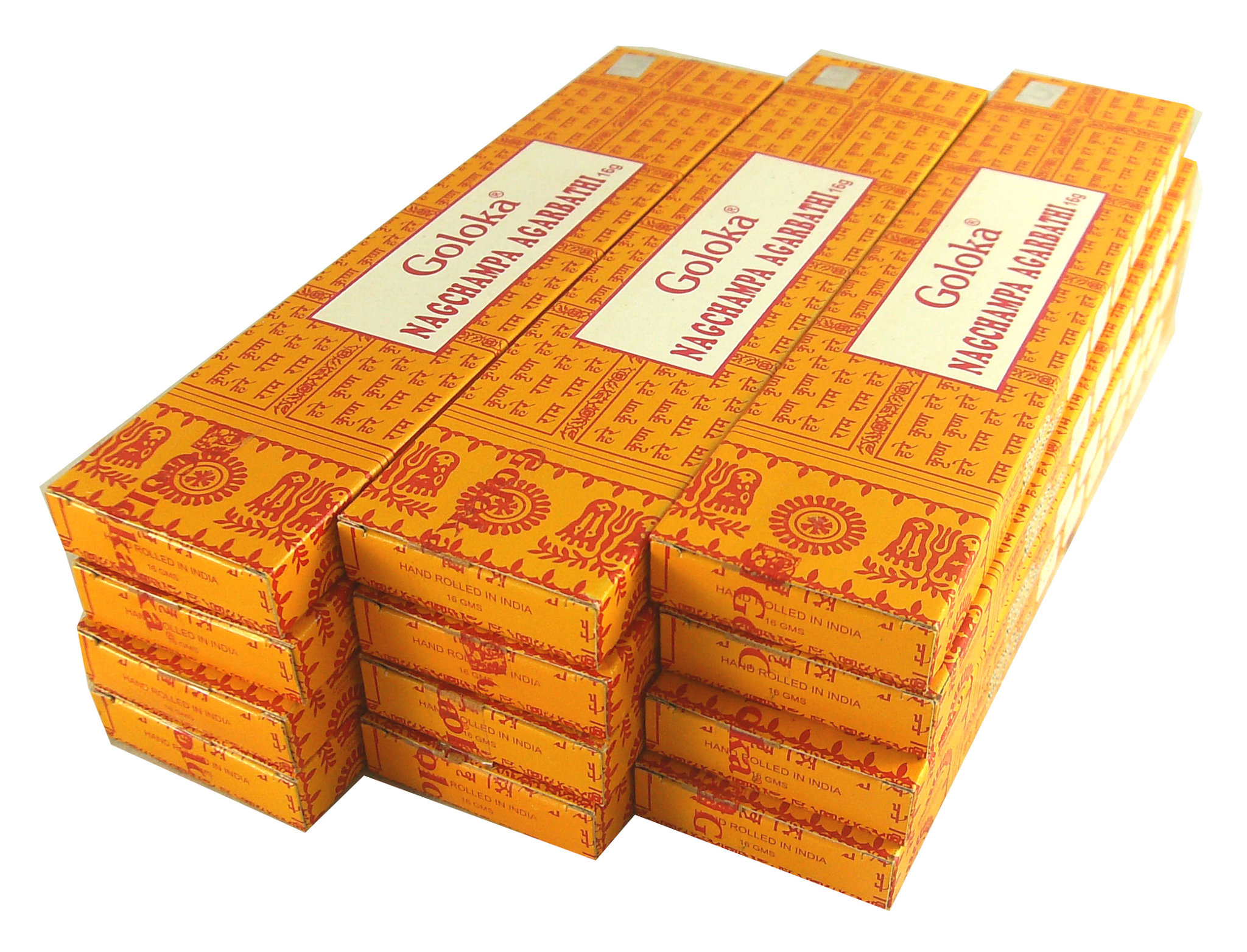 Bild von Goloka Nag Champa Masala Räucherstäbchen gelb Räucherwerk 12 x 16g Duftstäbchen