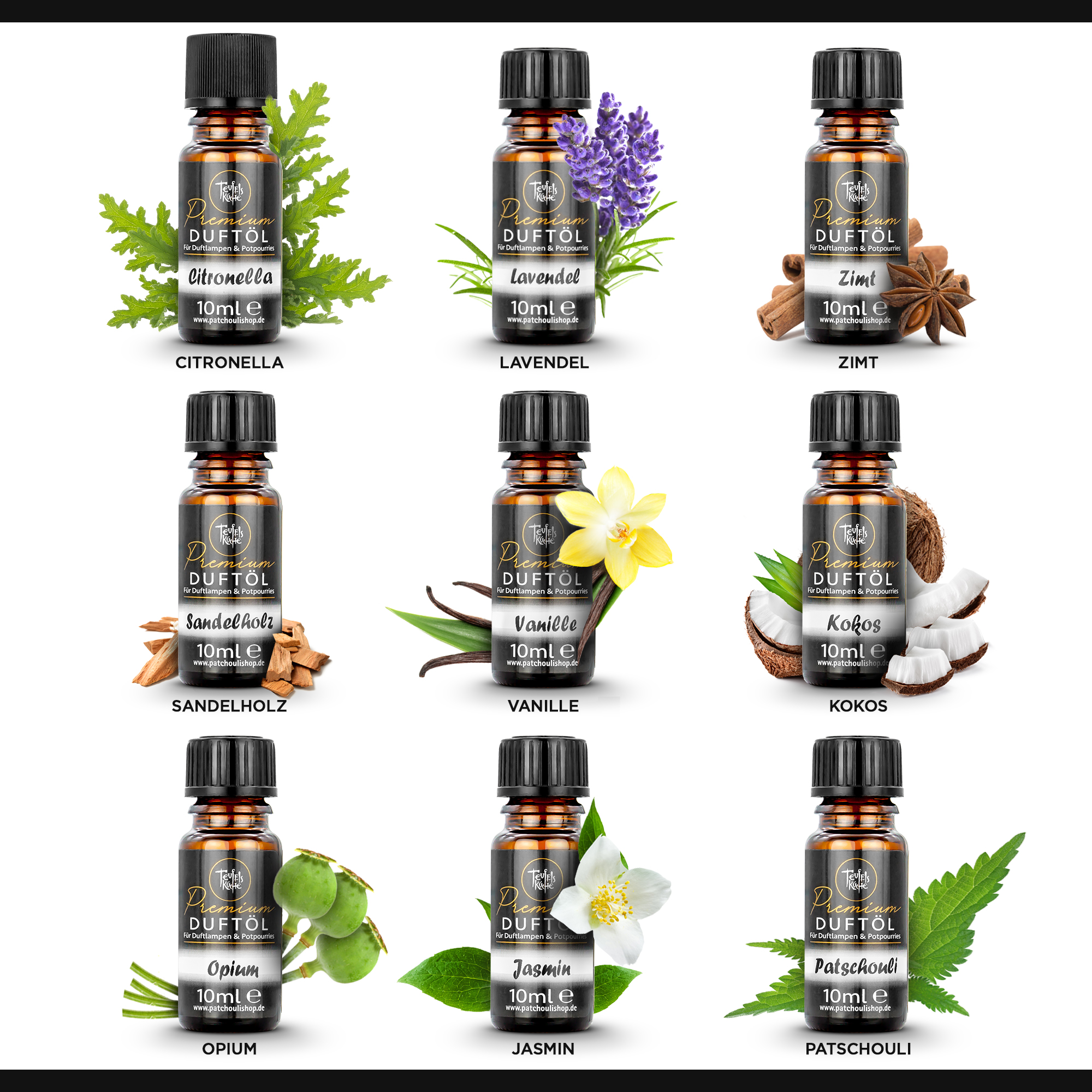Bild von Duftöl Set Geschenkset original Teufelsküche Premium Duftöle 9 Stück a 10ml