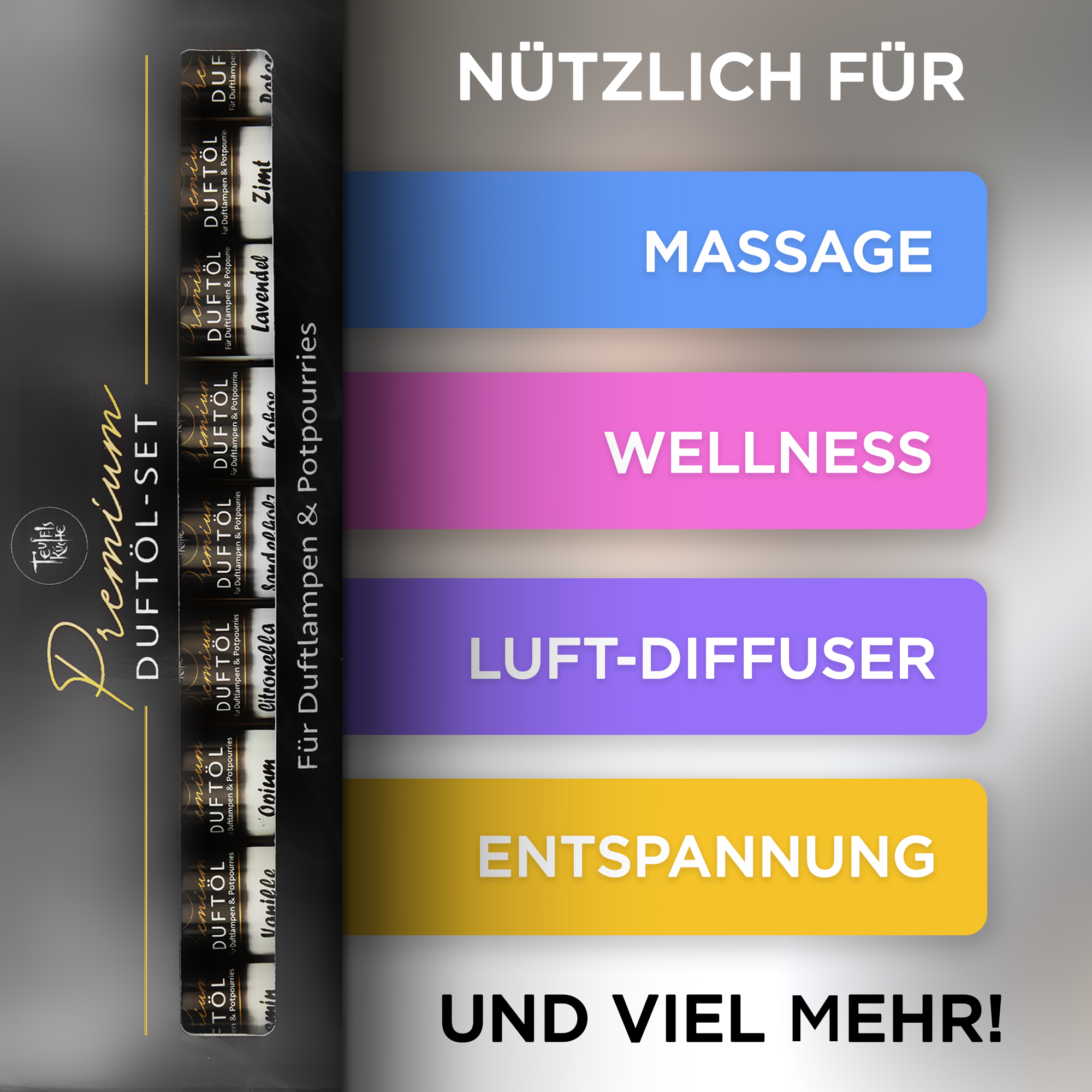 Bild von Duftöl Set Geschenkset original Teufelsküche Premium Duftöle 9 Stück a 10ml