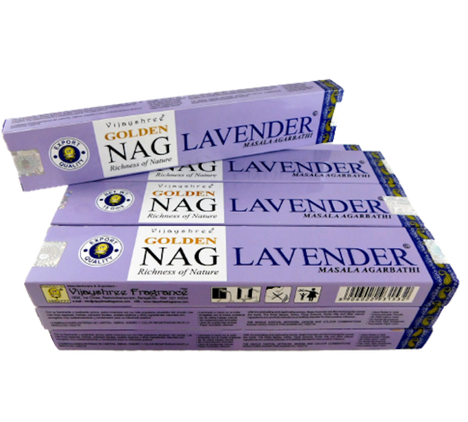 Bild von Vijayshree Räucherstäbchen Golden Nag Lavender 12 Packs a 15g