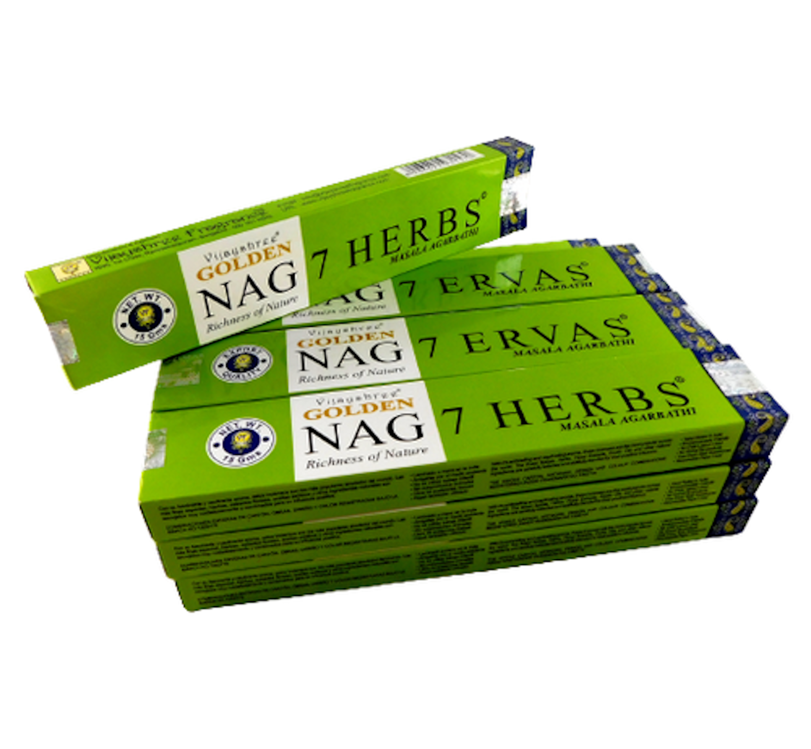 Bild von Vijayshree Räucherstäbchen Golden Nag 7 Herbs 12 Packs a 15g