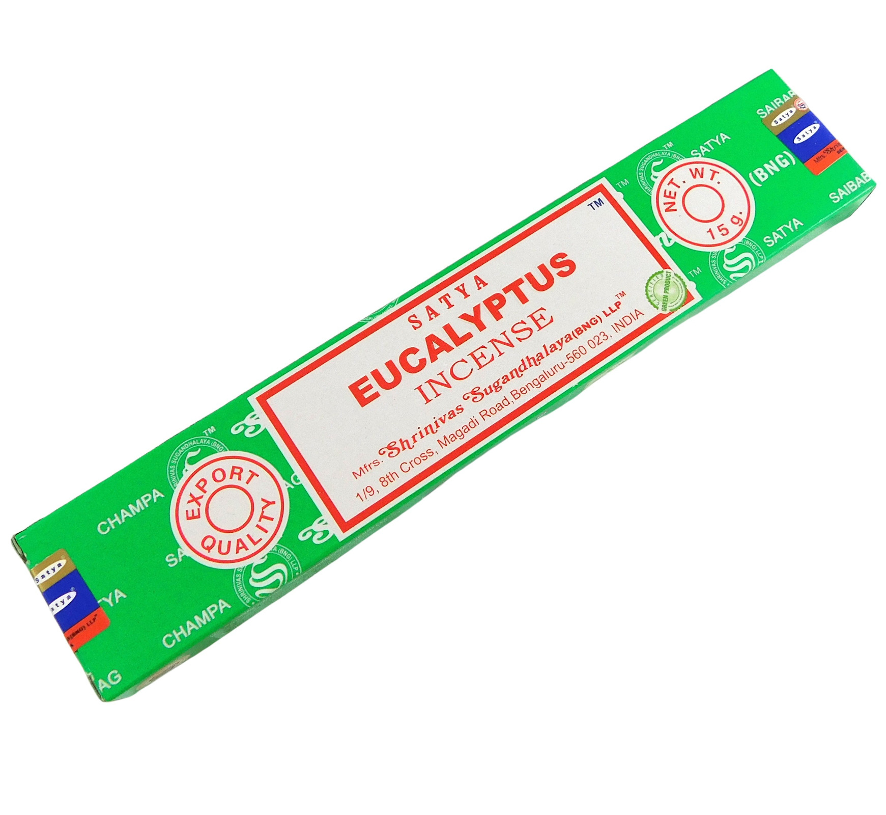 Bild von Räucherstäbchen Eucalyptus von Satya 15g Packung. Ca. 15 Incence Sticks