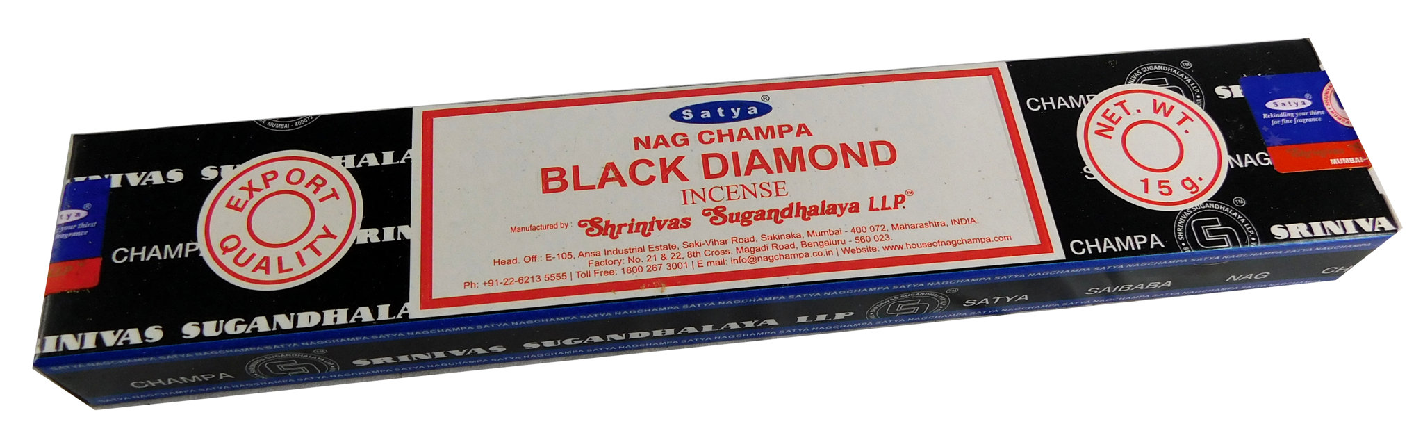 Bild von Räucherstäbchen Black Diamond von Satya 15g Packung. Ca. 15 Incence Sticks