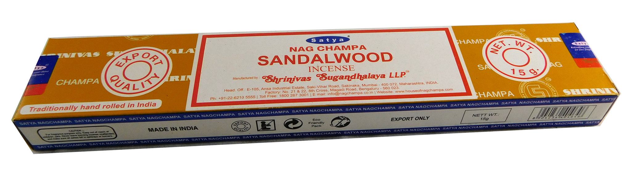 Bild von Räucherstäbchen Sandalwood von Satya 15g Packung. Ca. 15 Incence Sticks