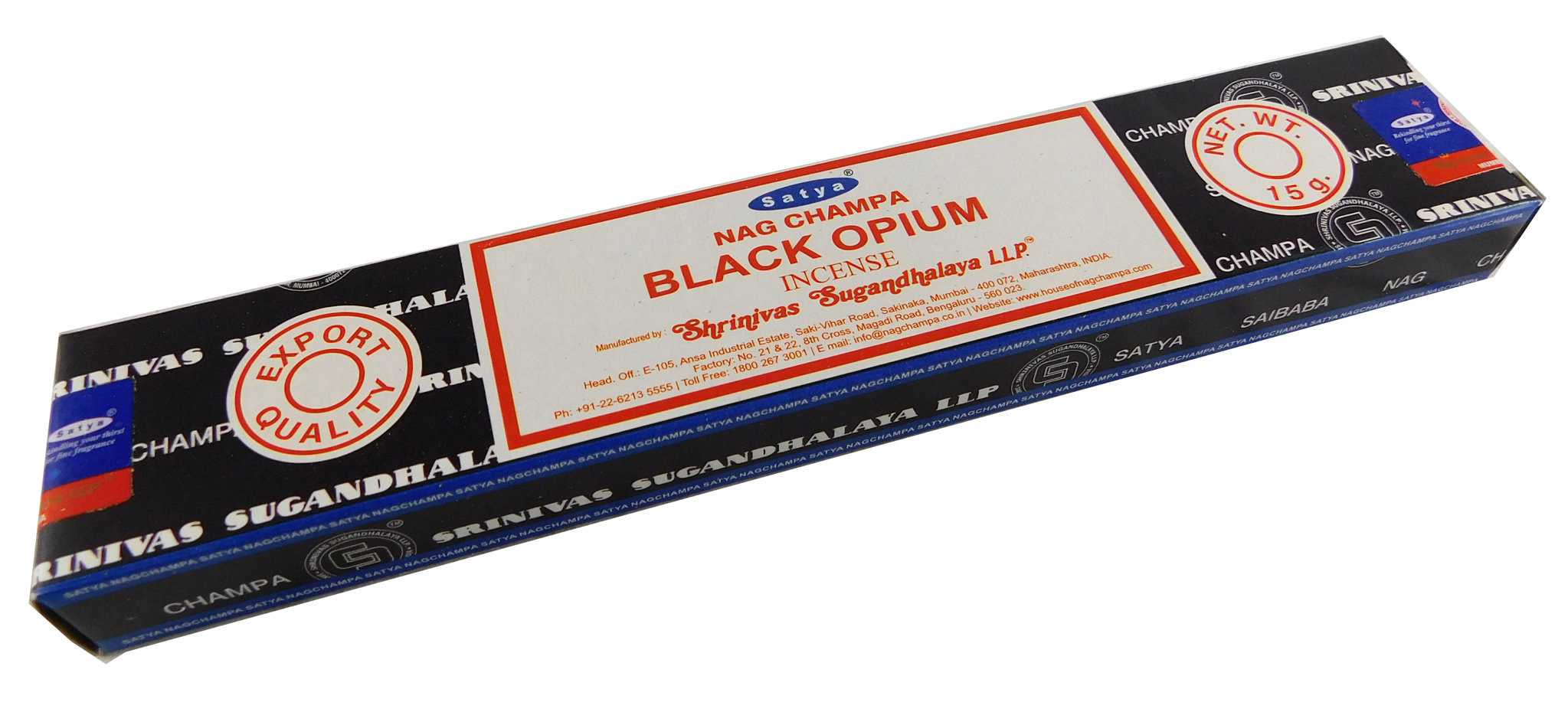 Bild von Räucherstäbchen Black Opium von Satya 15g Packung. Ca. 15 Incence Sticks