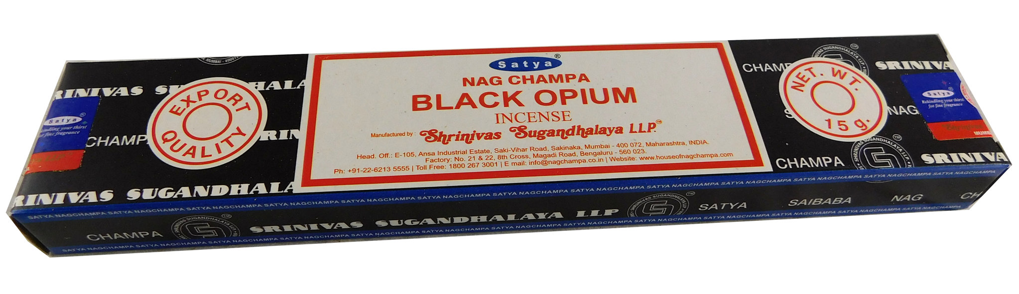 Bild von Räucherstäbchen Black Opium von Satya 15g Packung. Ca. 15 Incence Sticks