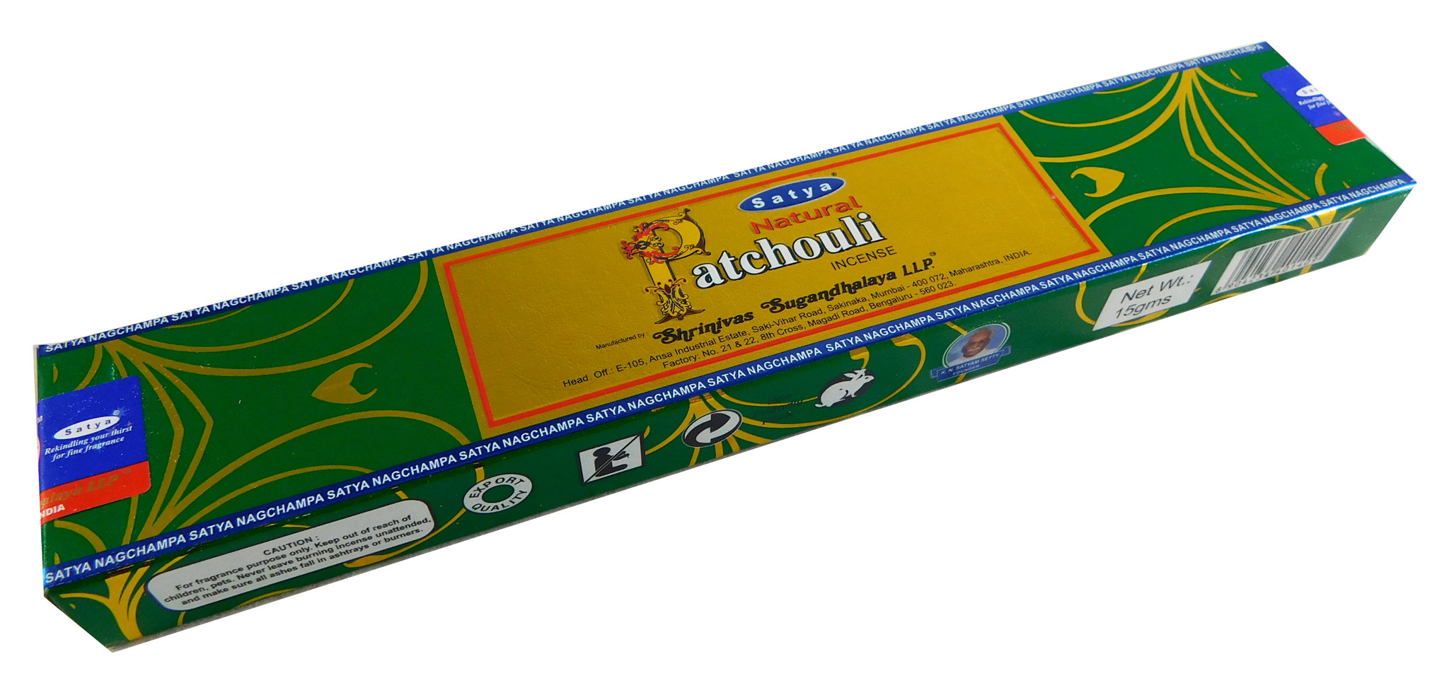 Bild von Räucherstäbchen Natural Patchouli von Satya 15g Packung. Ca. 15 Incence Sticks
