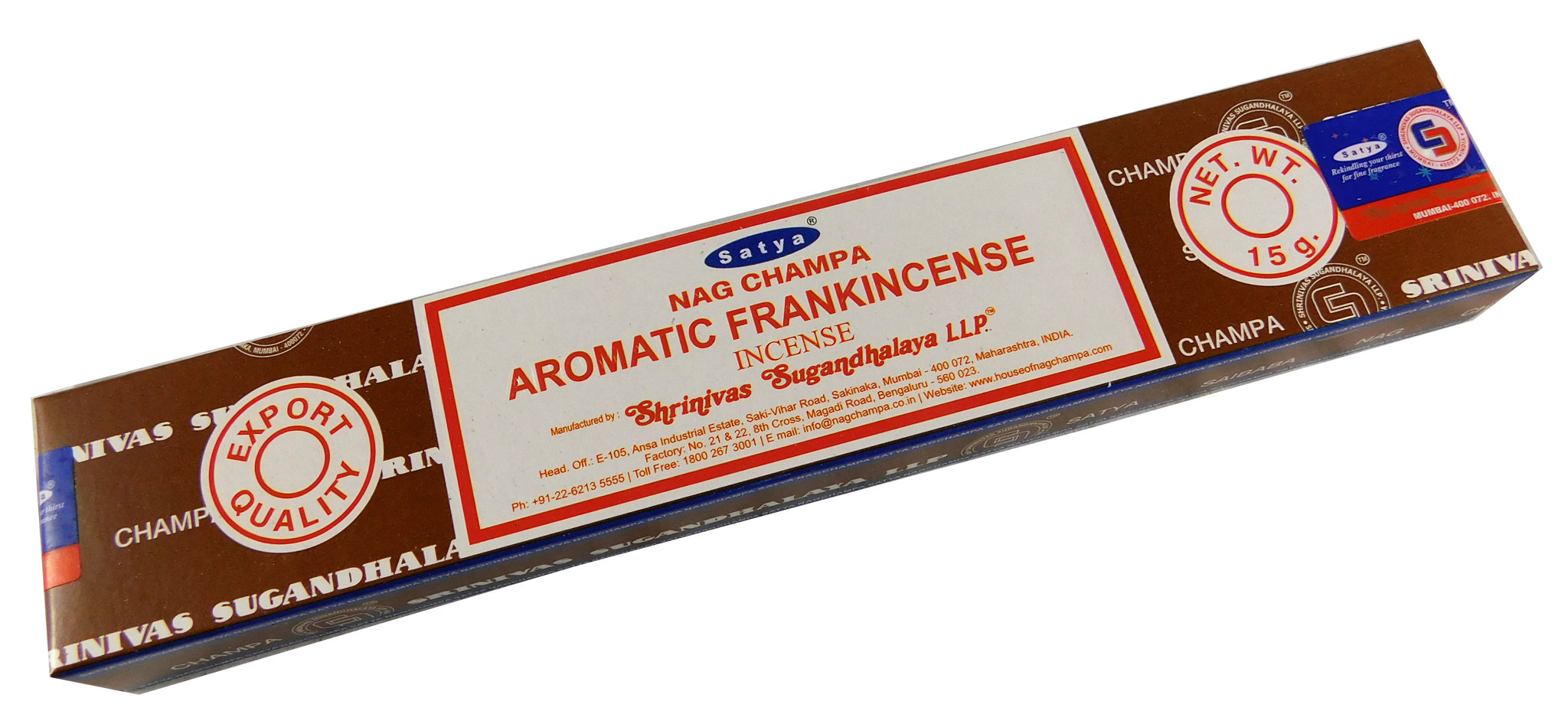 Bild von Räucherstäbchen Aromatic Frankincense von Satya 15g Packung. Ca. 15 Incence Sticks