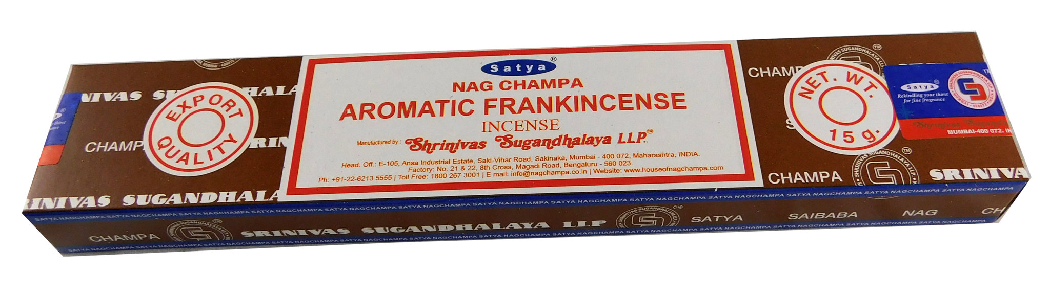 Bild von Räucherstäbchen Aromatic Frankincense von Satya 15g Packung. Ca. 15 Incence Sticks
