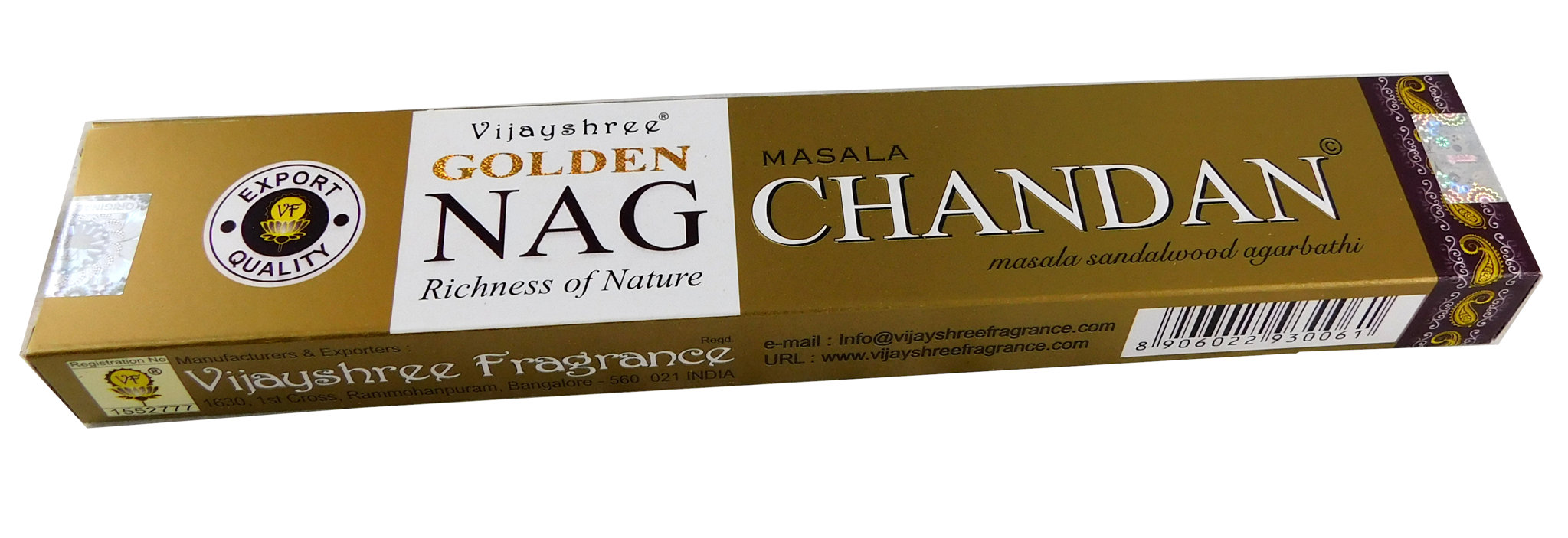 Bild von Räucherstäbchen Golden Nag Chandan (Sandelholz) von Vijayshree 15g Packung. Ca. 15 Incence Sticks
