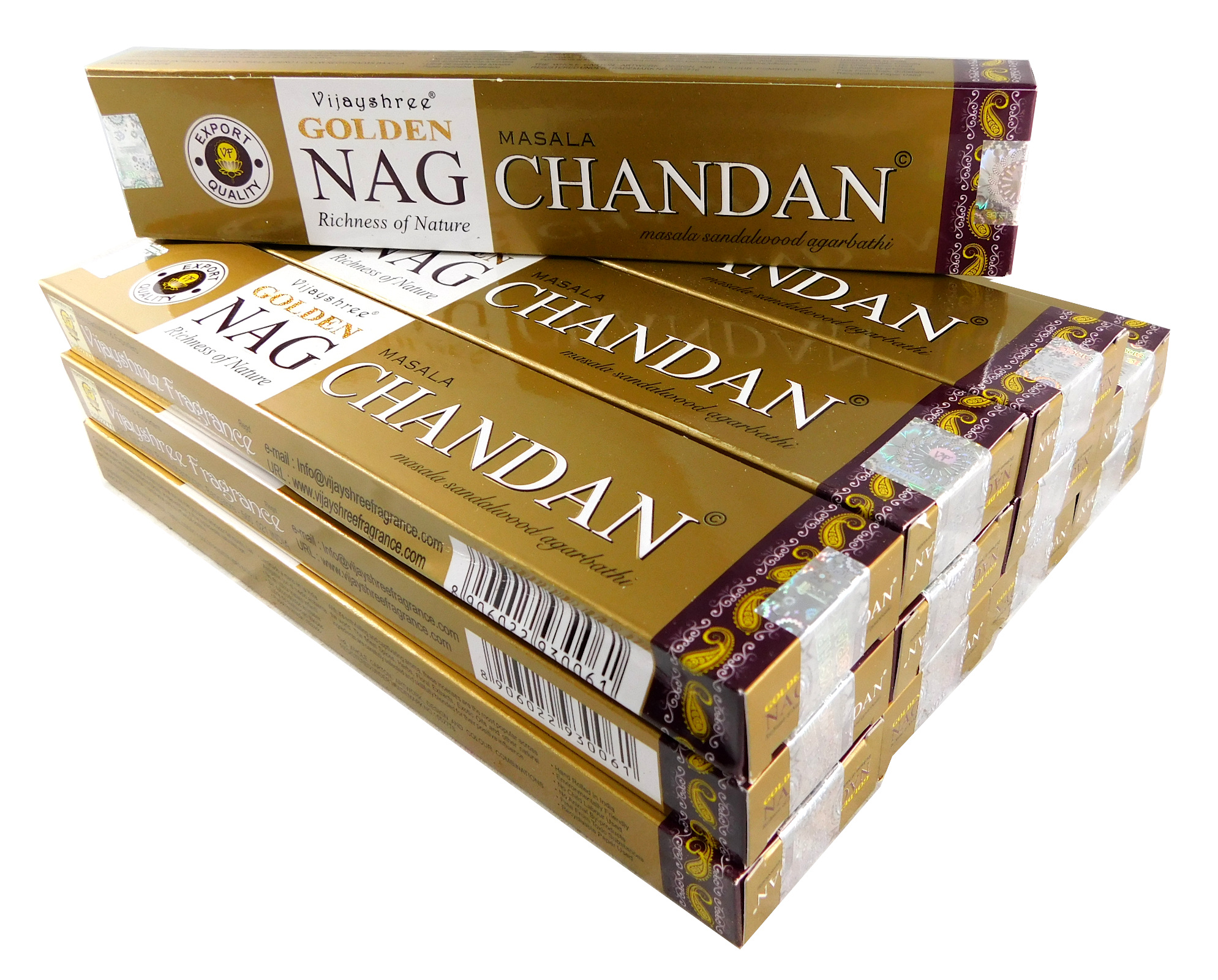 Bild von Vijayshree Räucherstäbchen Golden Nag Chandan 12 Packs a 15g