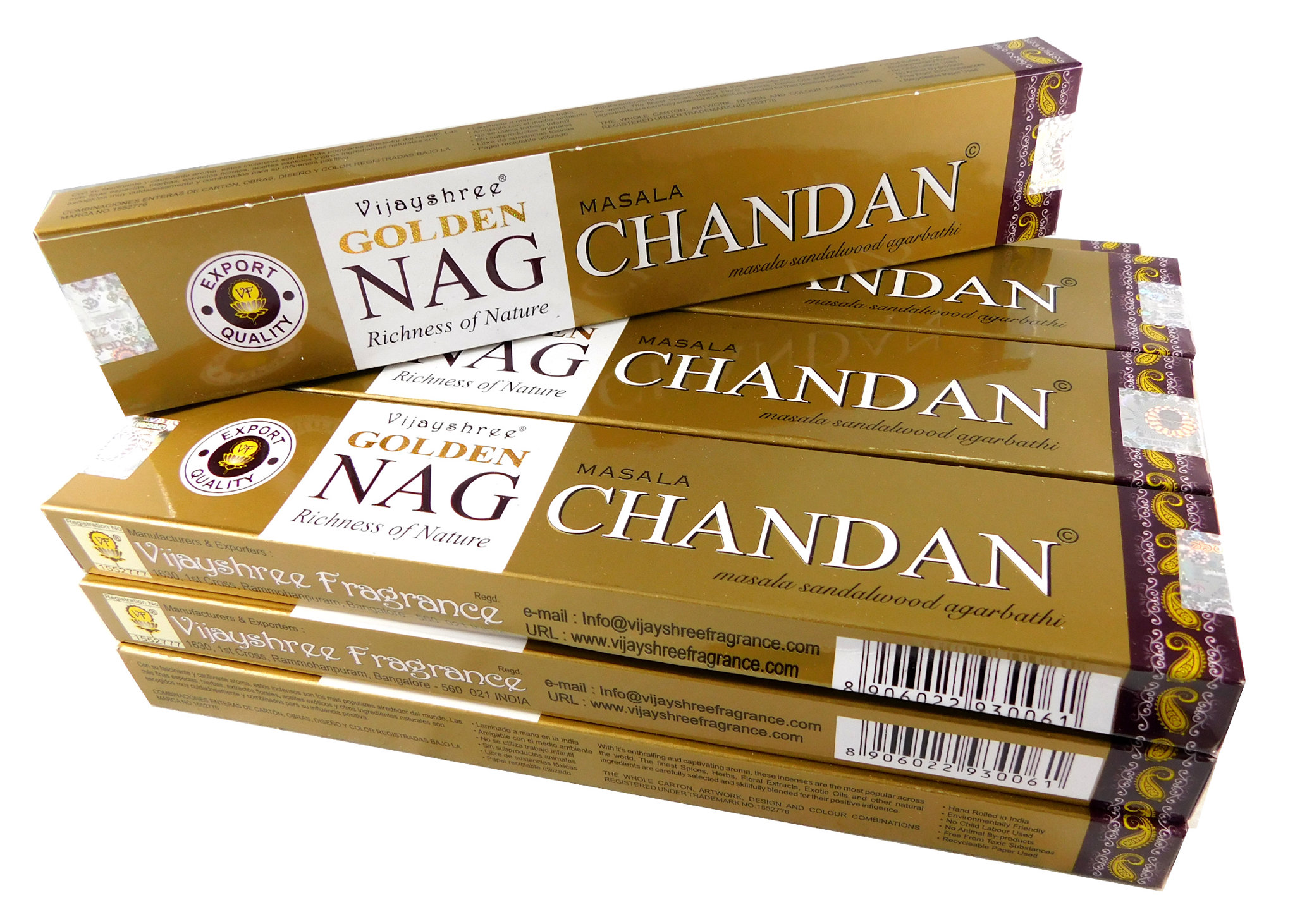 Bild von Vijayshree Räucherstäbchen Golden Nag Chandan 12 Packs a 15g