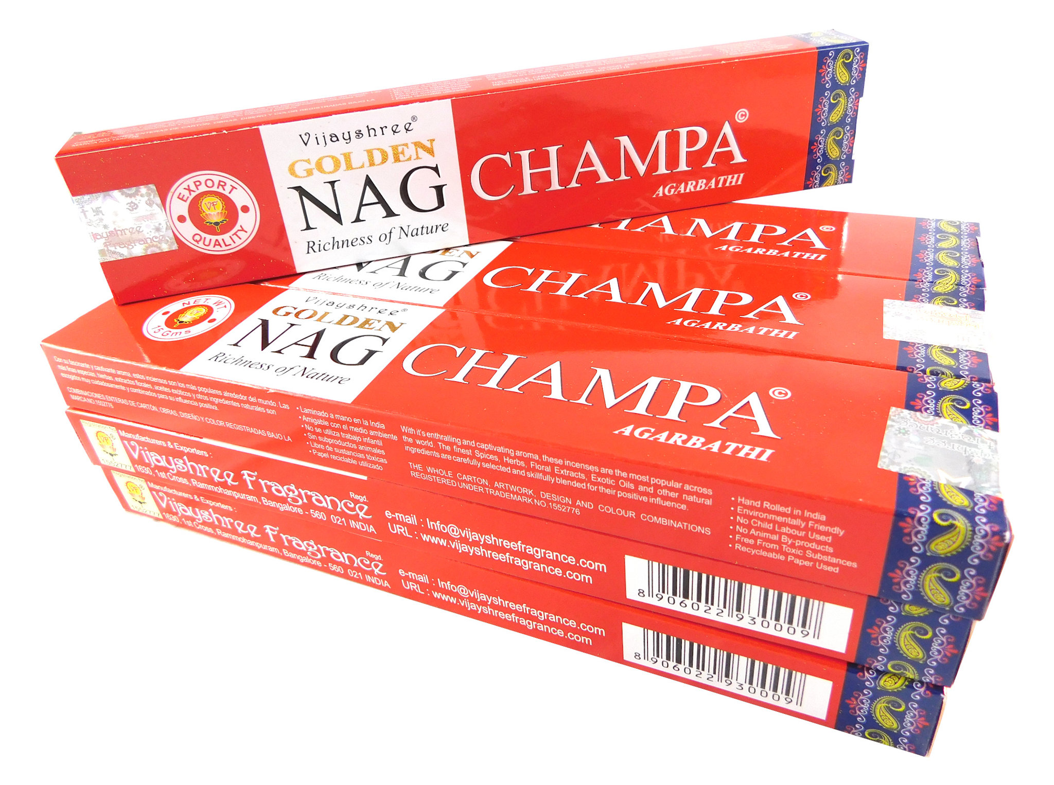 Bild von Vijayshree Räucherstäbchen Golden Nag Champa 12 Packs a 15g