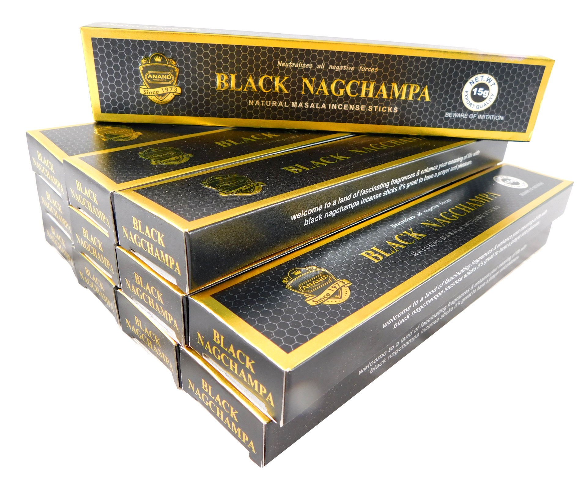 Bild von Räucherstäbchen Anand Black Nag Champa Big Pack 12 Packungen a 15g. Ca. 180 Incence Sticks