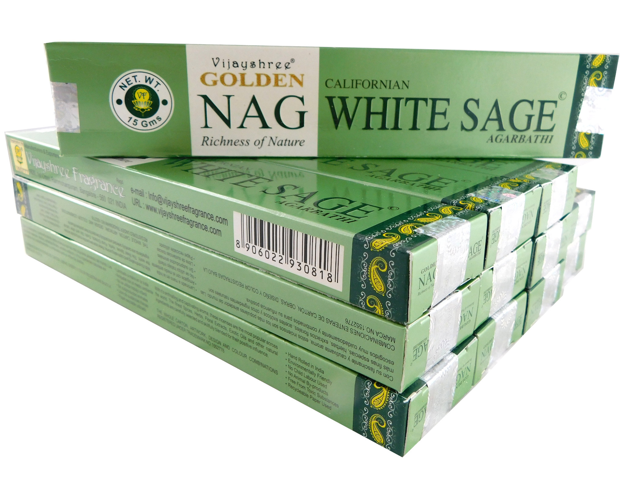 Bild von Vijayshree Räucherstäbchen Golden Nag California White Sage 12 Packs a 15g