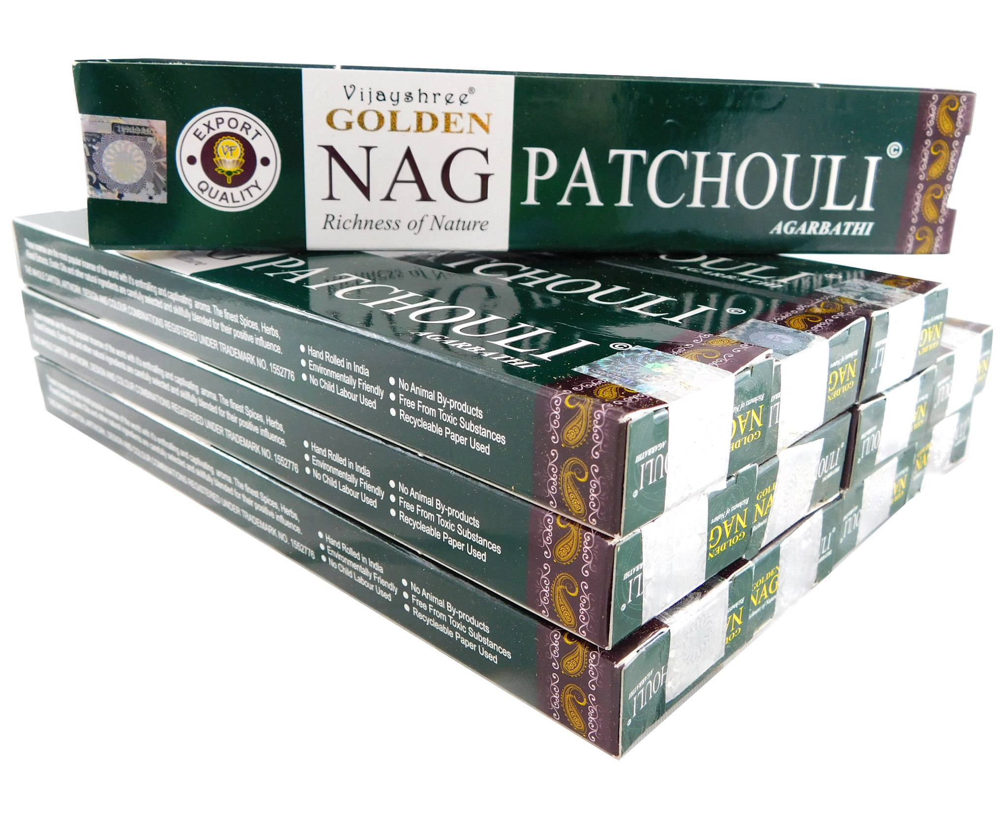 Bild von Vijayshree Räucherstäbchen Golden Nag Patchouli 12 Packs a 15g