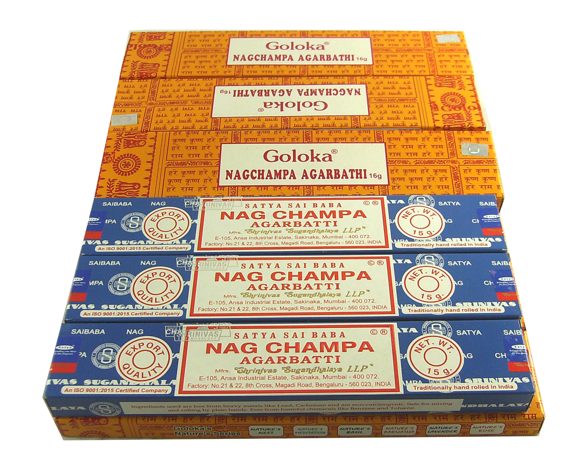 Bild von Räucherstäbchen Set Nag Champa, 6x blau, 6x gelb